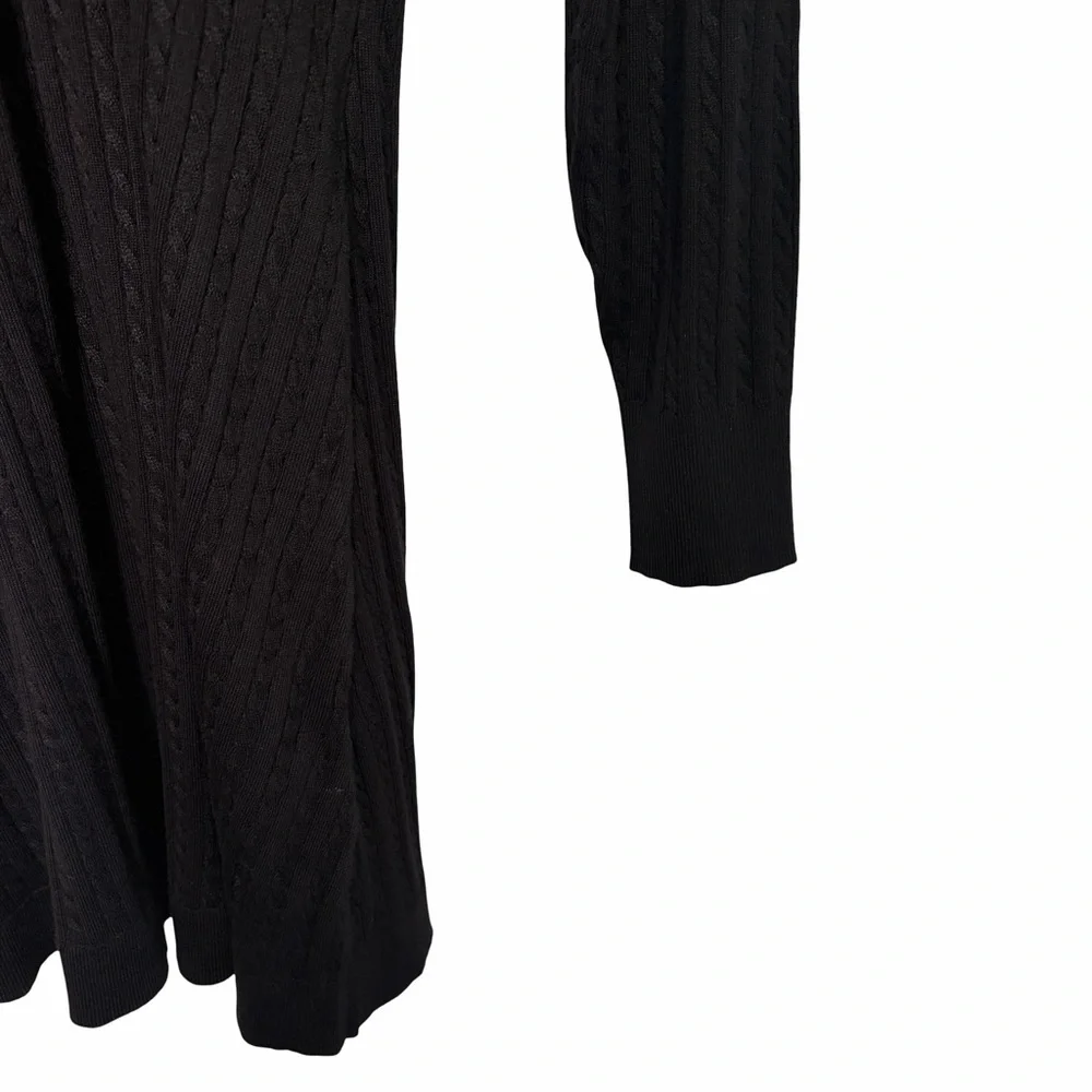 Lucky Brand Cable Knit V-Neck Long Sleeve Dress in Black , Size M NWT_7
